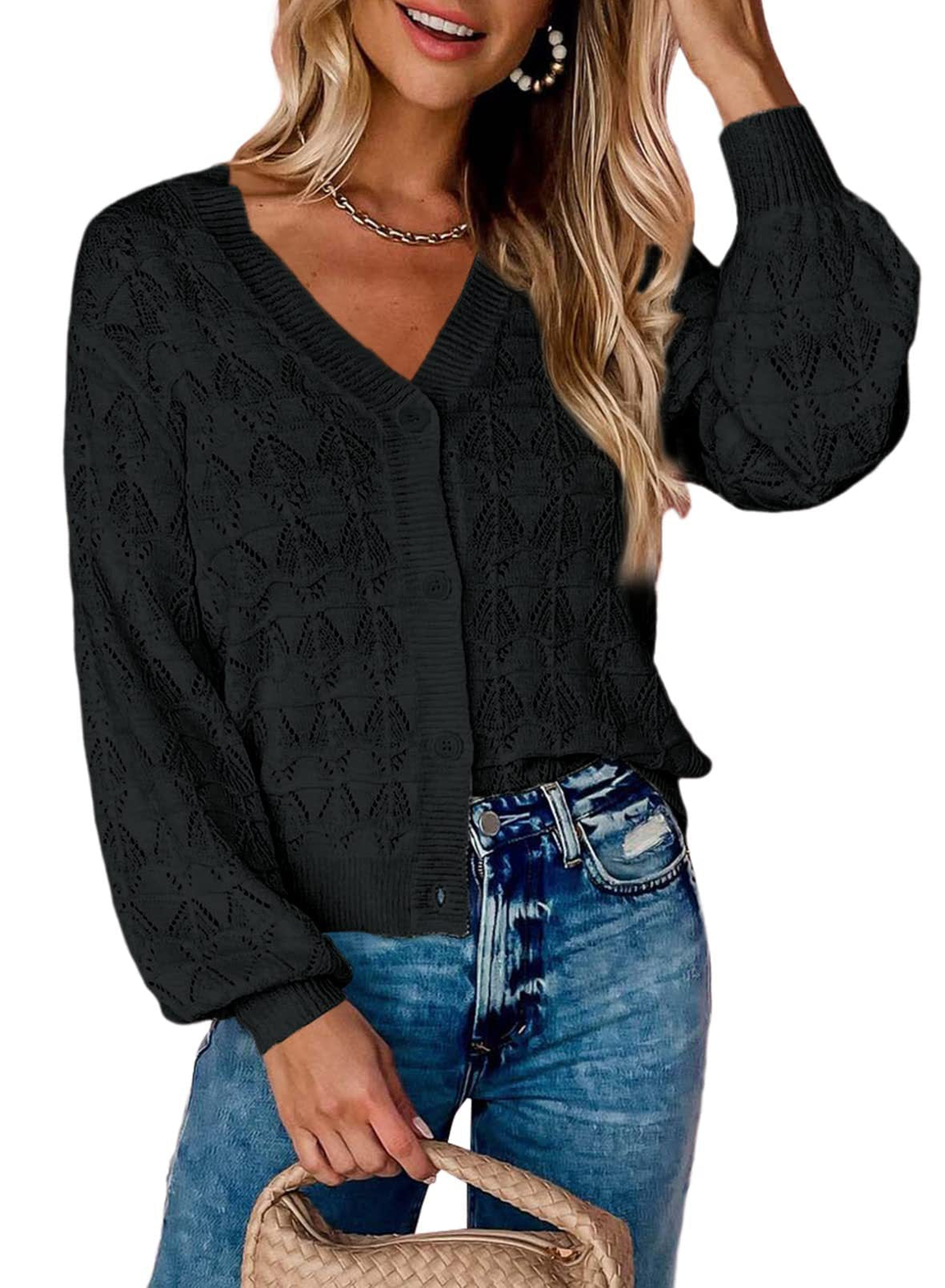 Fashion Short Cardigan Knitted Sweaters Women Autumn And Winter Long Sleeve Front-open V-neck Button-down Tops Clothes myETYN