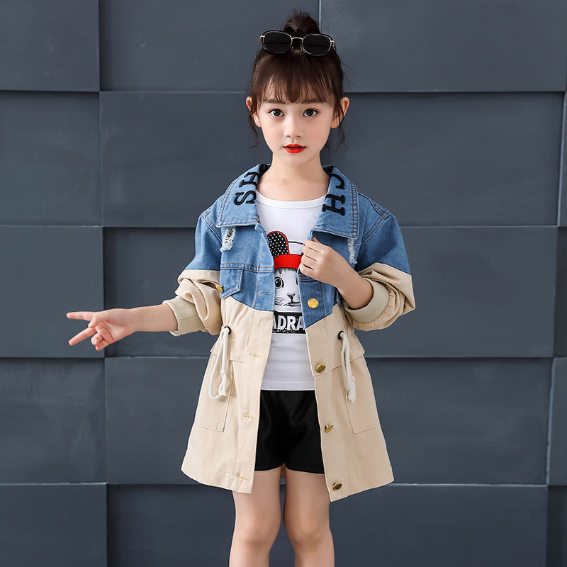 Fashion Simple Children's Denim Trench Coat myETYN