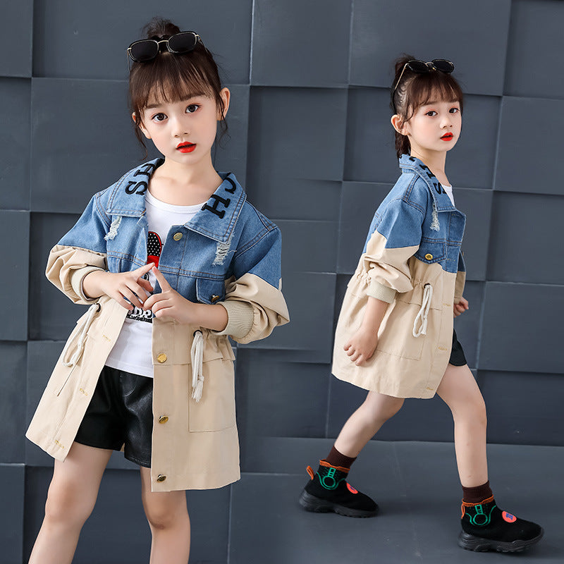 Fashion Simple Children's Denim Trench Coat myETYN