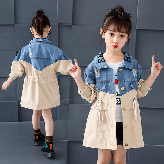 Fashion Simple Children's Denim Trench Coat myETYN