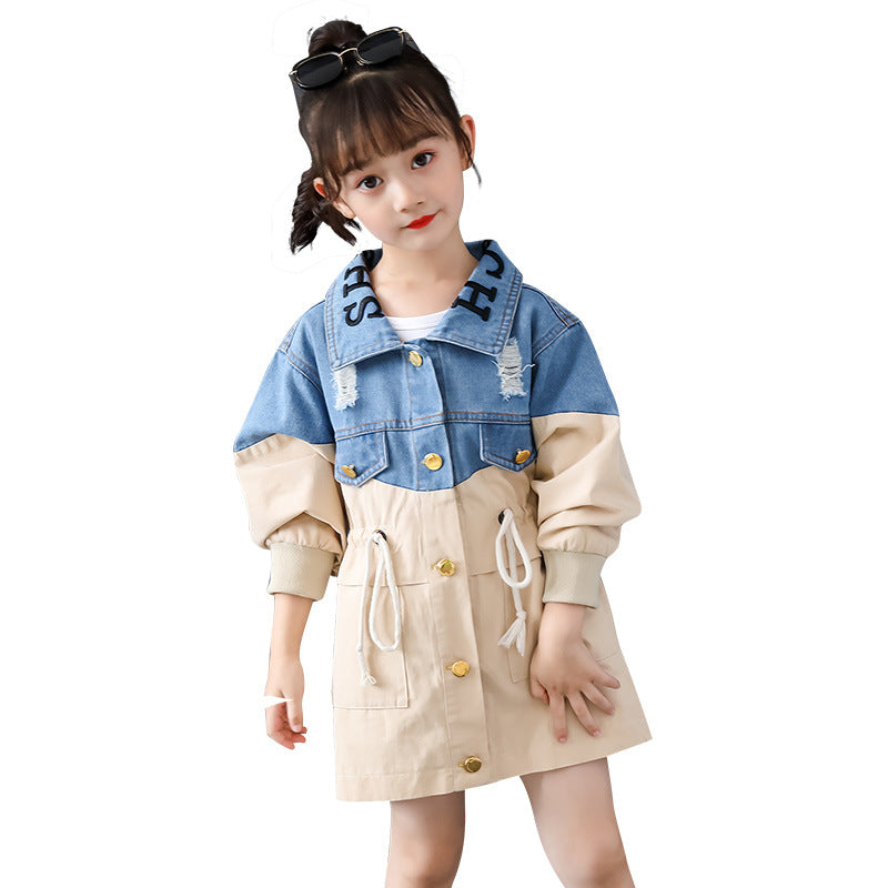 Fashion Simple Children's Denim Trench Coat myETYN