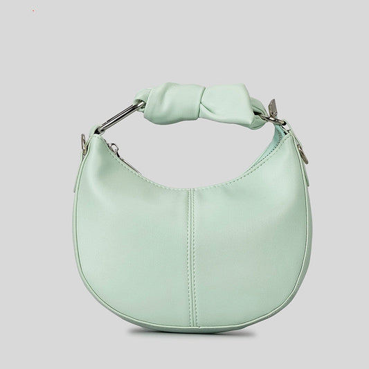Fashionable Simple Soft Pu Saddle Bag Women's Niche Stitching Knotted Handbag myETYN