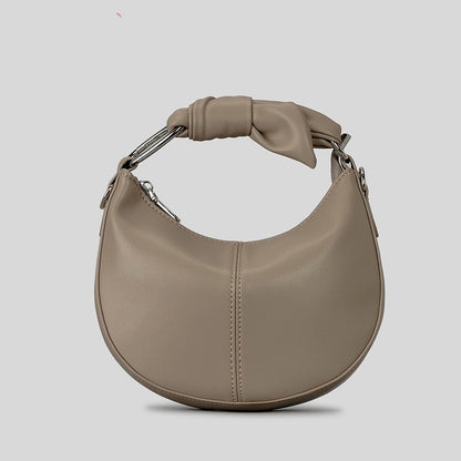 Fashionable Simple Soft Pu Saddle Bag Women's Niche Stitching Knotted Handbag myETYN