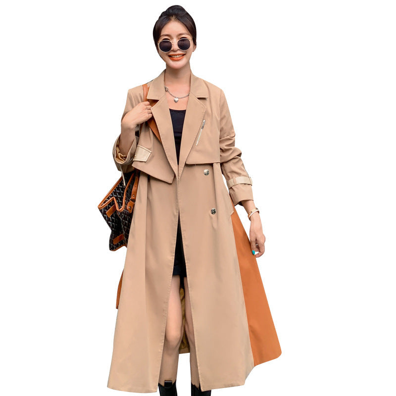 Fashionable Women's Casual Coat with Patchwork Design myETYN