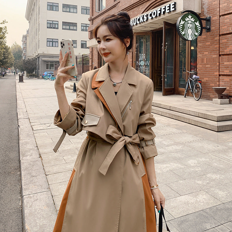 Fashionable Women's Casual Coat with Patchwork Design myETYN