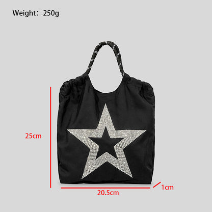 Five-pointed Star Oxford Cloth Pull-belt Handbag Women's Simple myETYN