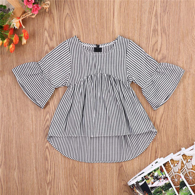 Flared Sleeve Classic Striped Tunic myETYN