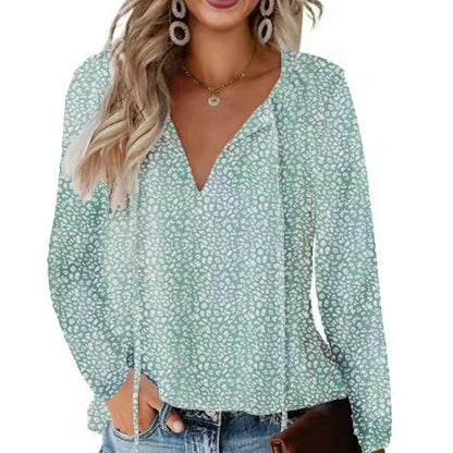 Floral Casual V-neck Chiffon Shirt Loose And Simple myETYN