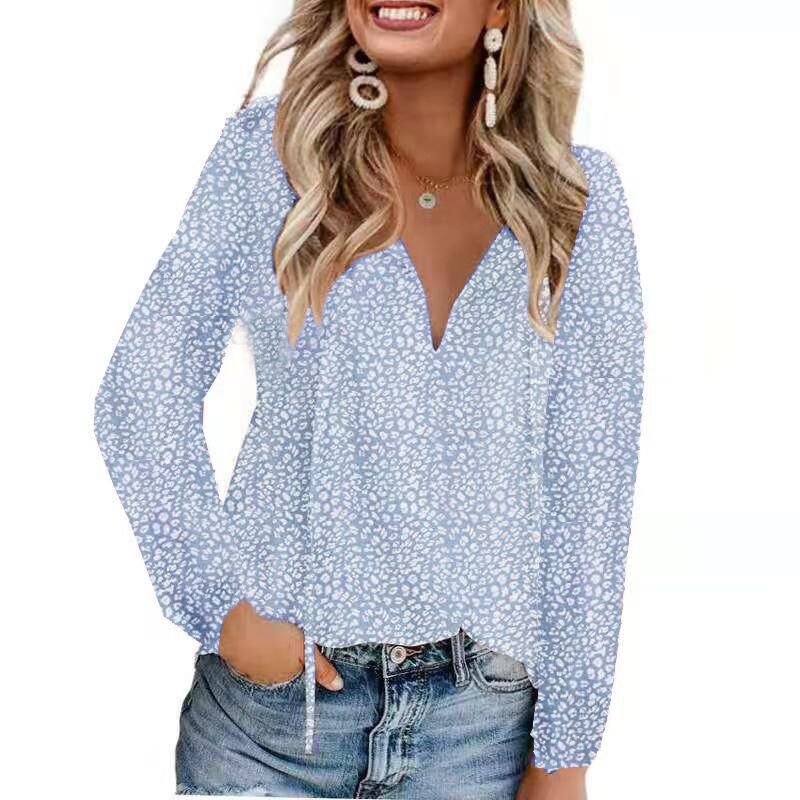 Floral Casual V-neck Chiffon Shirt Loose And Simple myETYN