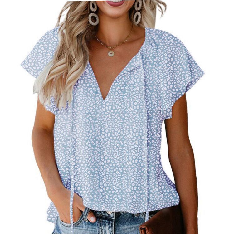 Floral Casual V-neck Chiffon Shirt Loose And Simple myETYN