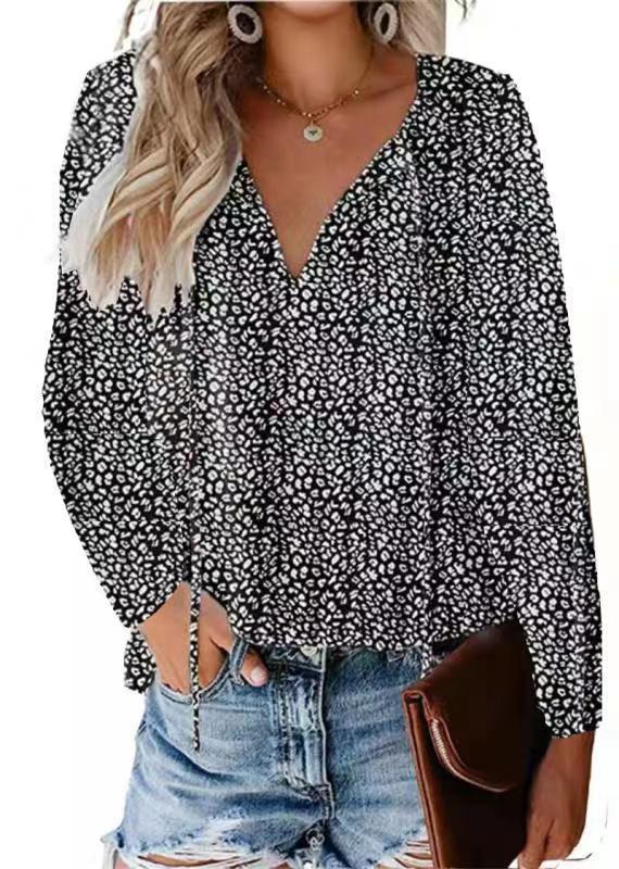 Floral Casual V-neck Chiffon Shirt Loose And Simple myETYN