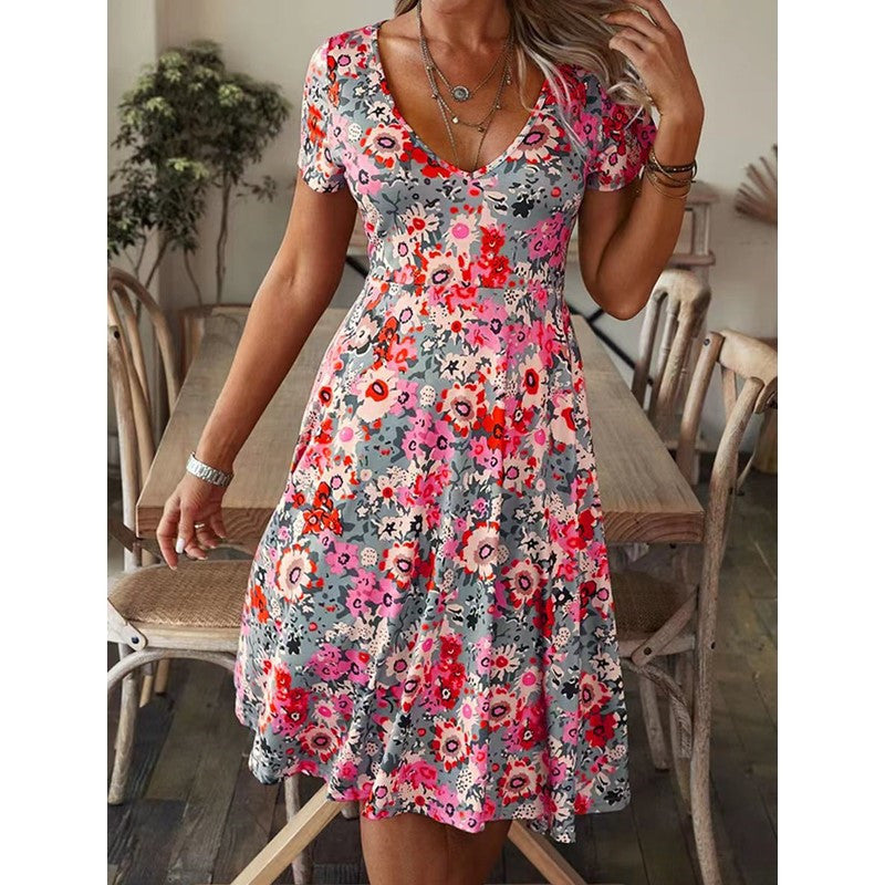 Floral Loose Fitting Casual Dress For Women myETYN
