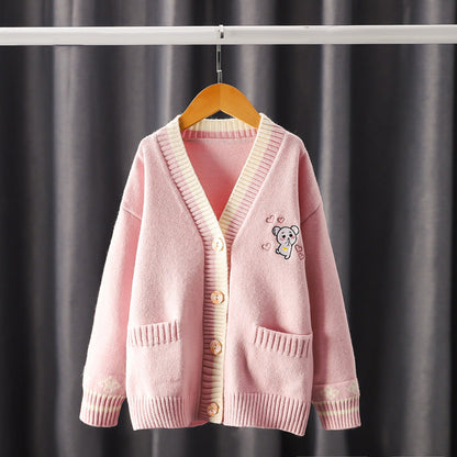 Girls Cardigan Embroidery Knit Sweater myETYN