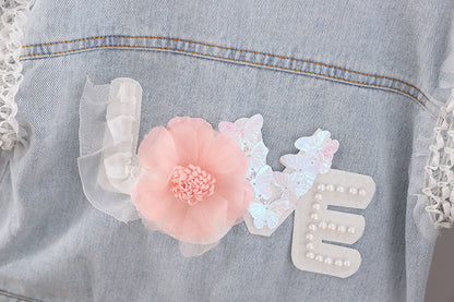 Girls' Denim Jacket With Polo Collar myETYN