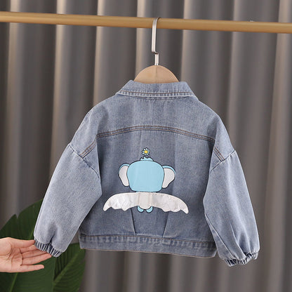 Girls' Denim Jacket With Polo Collar myETYN