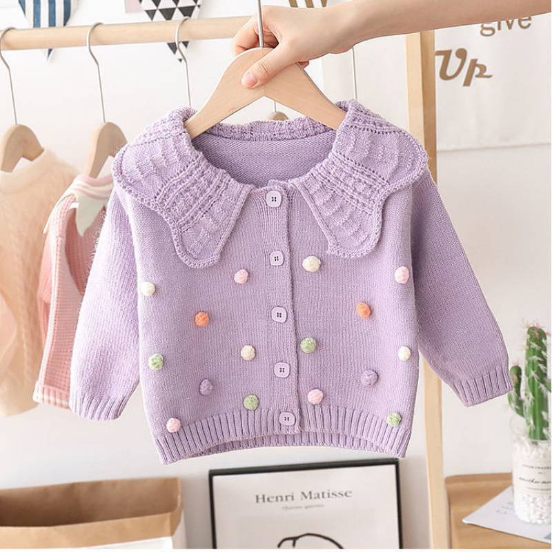 Girls' Knitted Cardigan Fashionable Baby Bottoming Long Sleeve myETYN