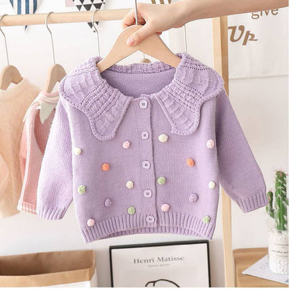 Girls' Knitted Cardigan Fashionable Baby Bottoming Long Sleeve myETYN