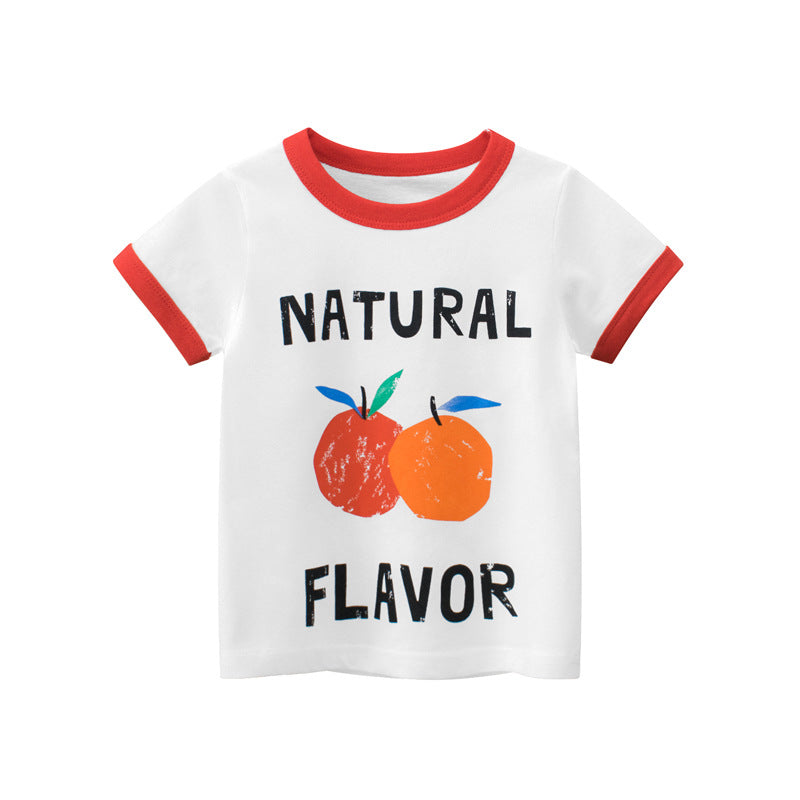 Girls Print Cartoon Korean Fruit Short Sleeve T-shirt myETYN