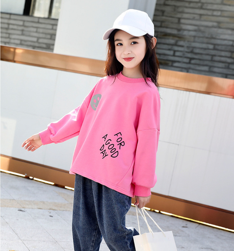 Girls Sweater 2021 Spring New Korean version of the big boy cotton loose shirt children's sweater tide myETYN