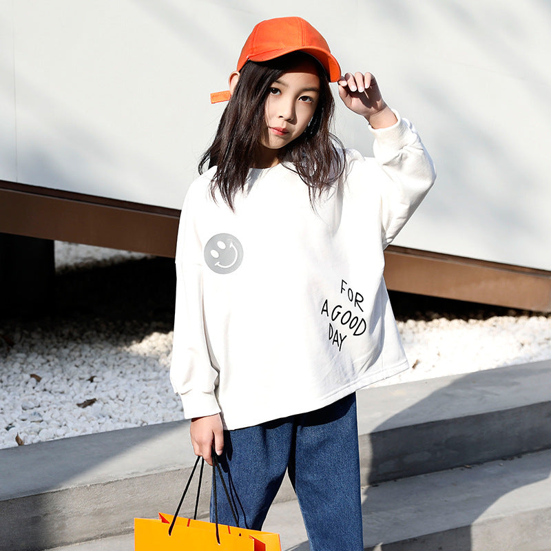 Girls Sweater 2021 Spring New Korean version of the big boy cotton loose shirt children's sweater tide myETYN