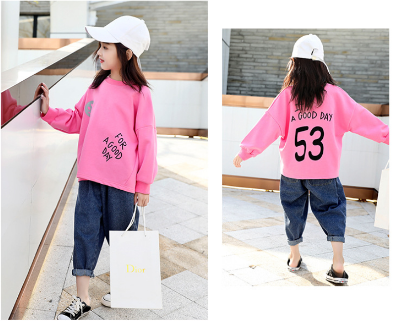 Girls Sweater 2021 Spring New Korean version of the big boy cotton loose shirt children's sweater tide myETYN