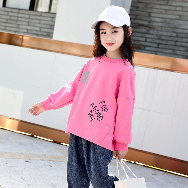 Girls Sweater 2021 Spring New Korean version of the big boy cotton loose shirt children's sweater tide myETYN