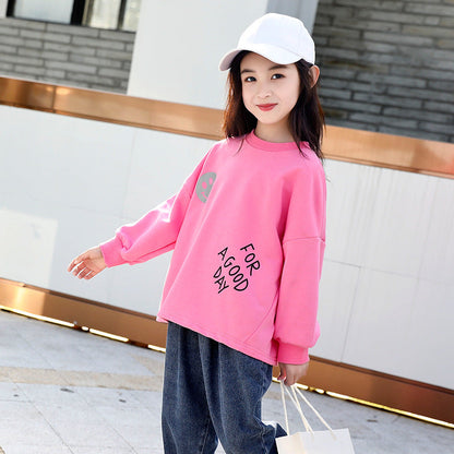 Girls Sweater 2021 Spring New Korean version of the big boy cotton loose shirt children's sweater tide myETYN