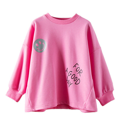 Girls Sweater 2021 Spring New Korean version of the big boy cotton loose shirt children's sweater tide myETYN