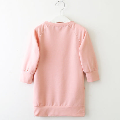 Girls dress long sleeve letter ball sweater myETYN