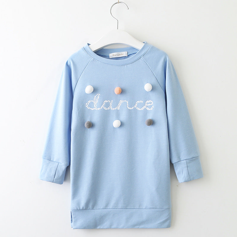 Girls dress long sleeve letter ball sweater myETYN