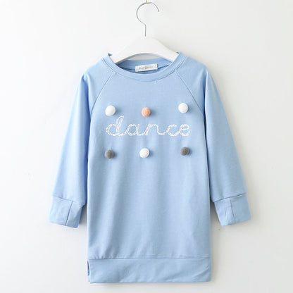 Girls dress long sleeve letter ball sweater myETYN