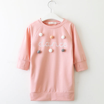 Girls dress long sleeve letter ball sweater myETYN