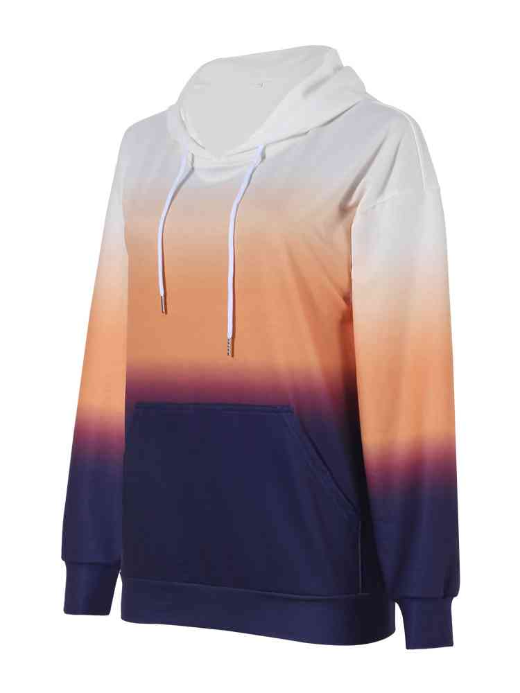 Gradient Drawstring Long Sleeve Hoodie myETYN