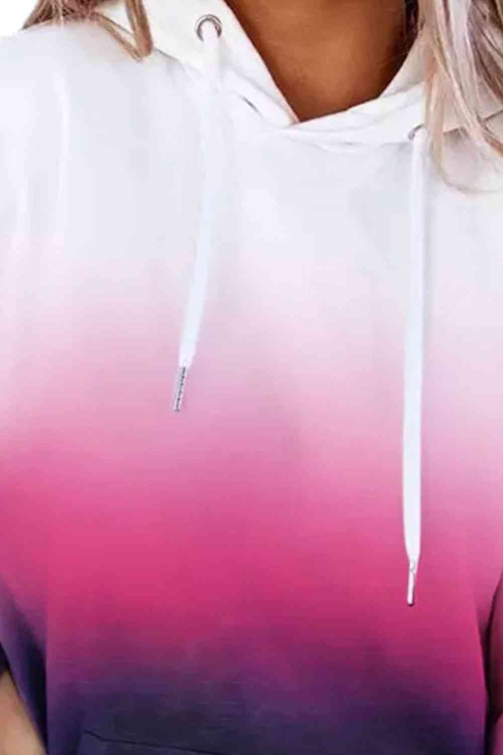 Gradient Drawstring Long Sleeve Hoodie myETYN