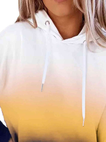 Gradient Drawstring Long Sleeve Hoodie myETYN