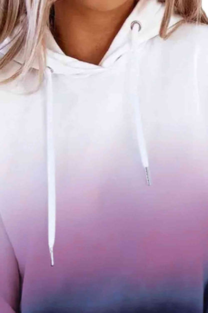 Gradient Drawstring Long Sleeve Hoodie myETYN