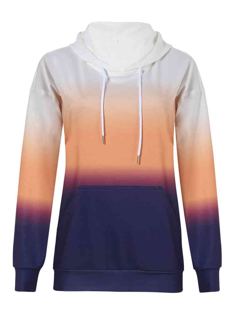 Gradient Drawstring Long Sleeve Hoodie myETYN