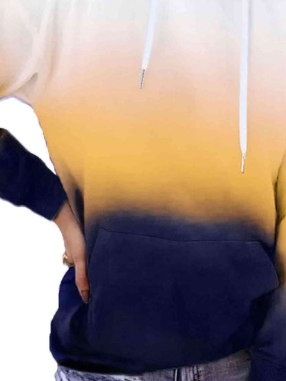 Gradient Drawstring Long Sleeve Hoodie myETYN