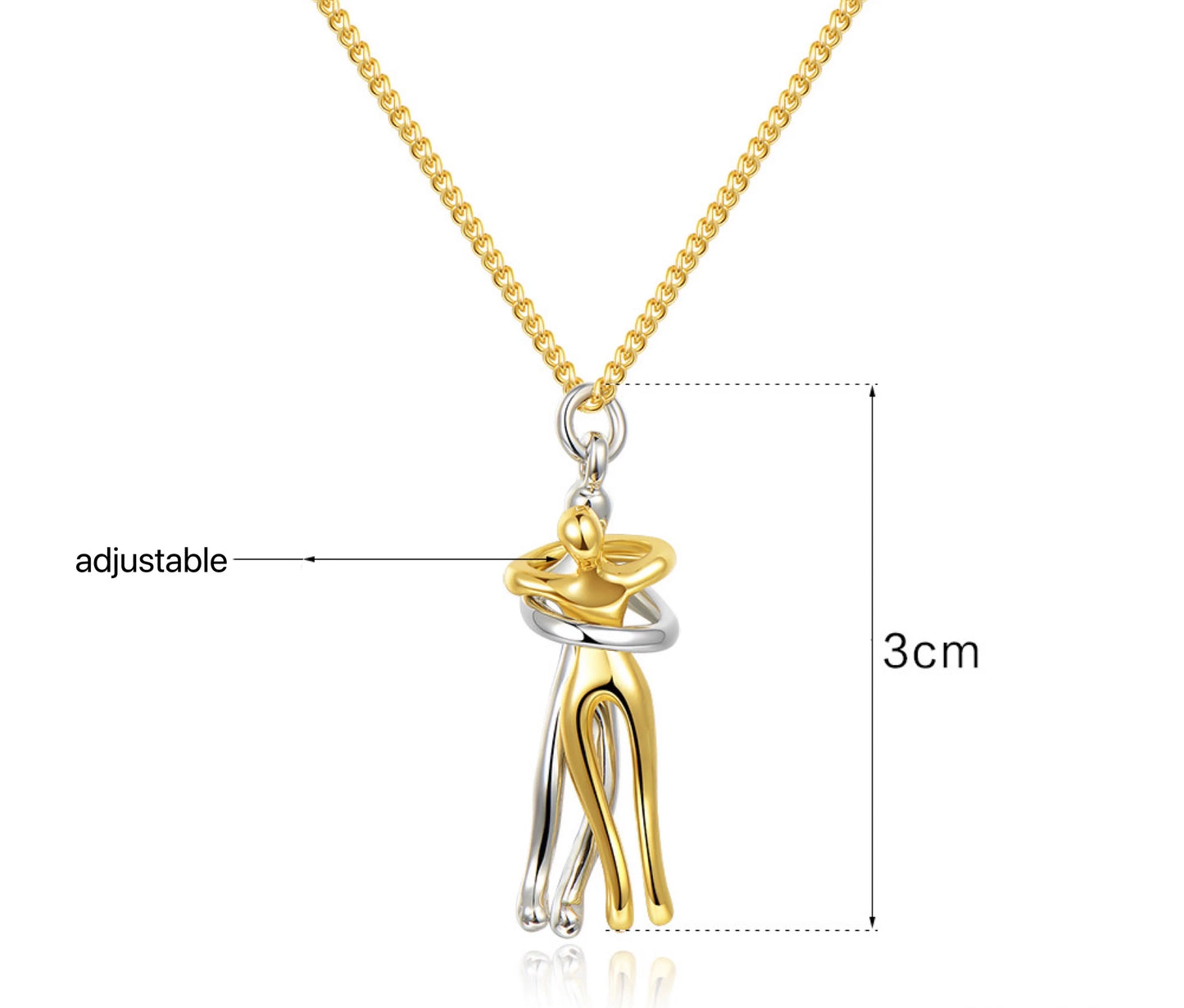 Couple Hugging Pendant Necklace Romantic Love Witness Jewelry Valentine's Day Collection Anniversary Couple Necklace Gift Hug