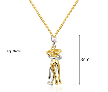 Couple Hugging Pendant Necklace Romantic Love Witness Jewelry Valentine's Day Collection Anniversary Couple Necklace Gift Hug