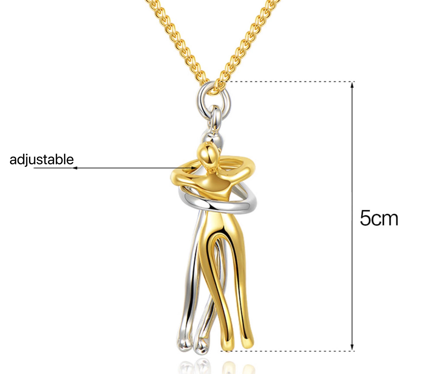 Couple Hugging Pendant Necklace Romantic Love Witness Jewelry Valentine's Day Collection Anniversary Couple Necklace Gift Hug