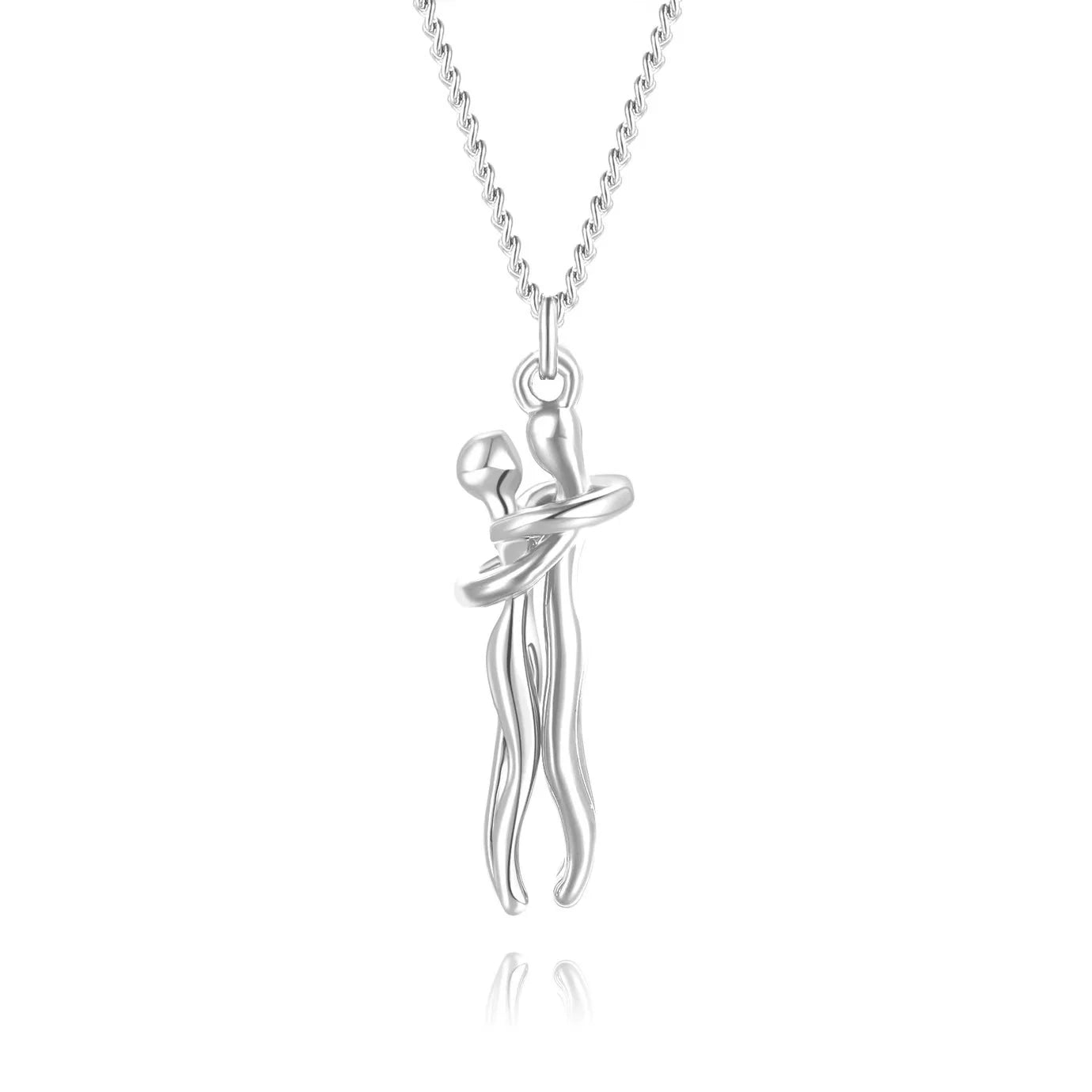 Couple Hugging Pendant Necklace Romantic Love Witness Jewelry Valentine's Day Collection Anniversary Couple Necklace Gift Hug