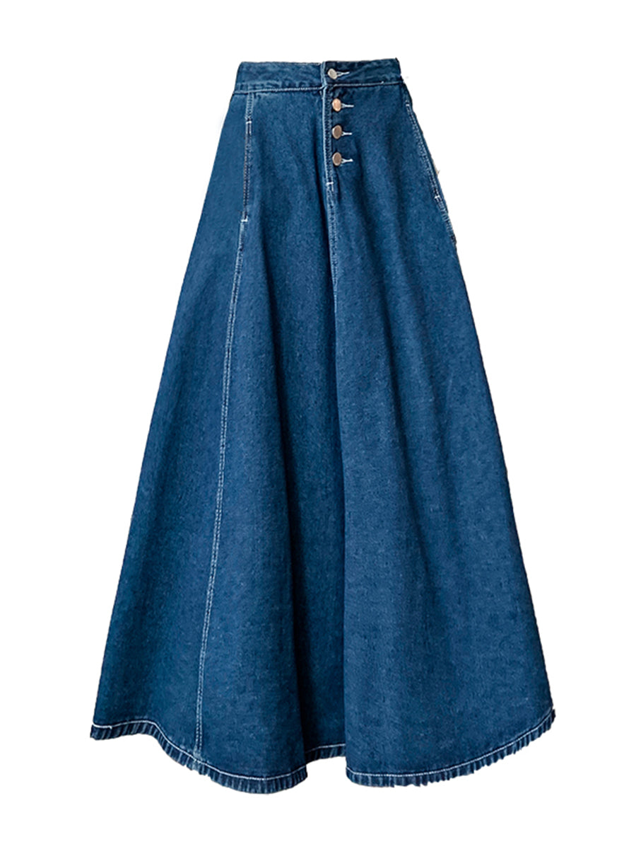 Half-Length Skirt Women's Spring New Loose And Thin Breasted Pleated Skirt myETYN