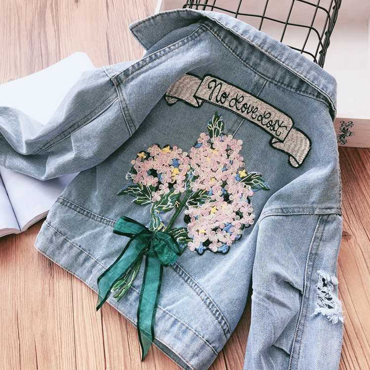 Korean Girl Flower Denim Jacket myETYN