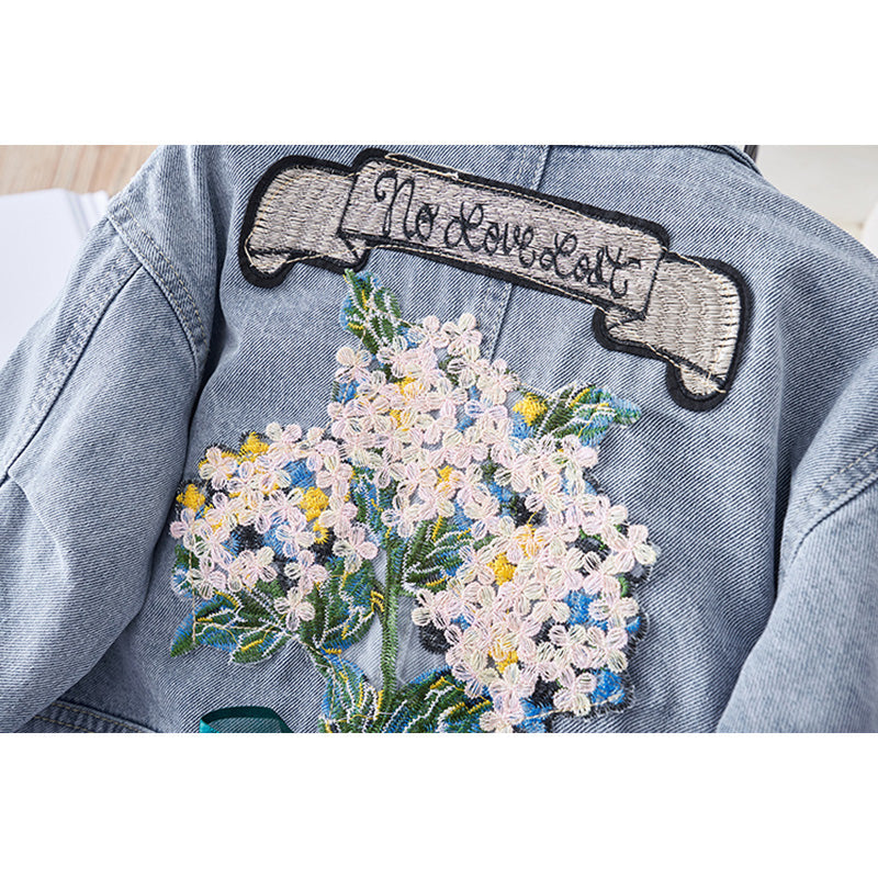 Korean Girl Flower Denim Jacket myETYN