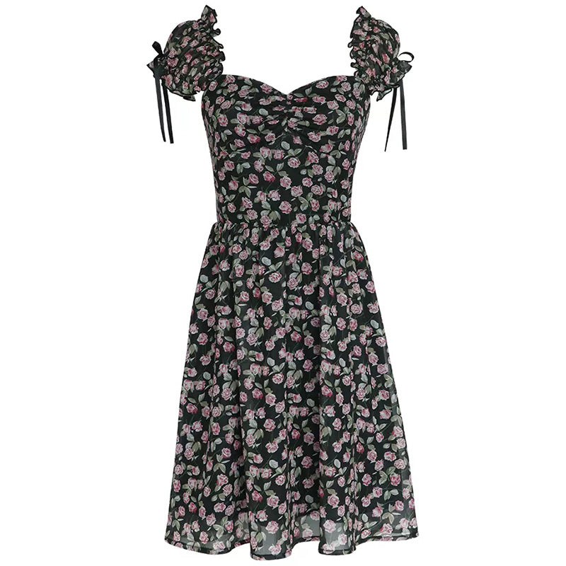 Ladies Floral Short Chiffon Dress myETYN