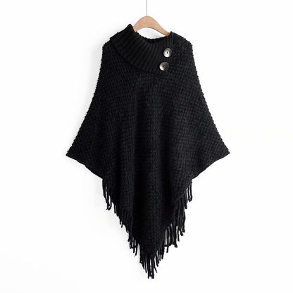 Lapel two buckle tassel cloak sweater myETYN