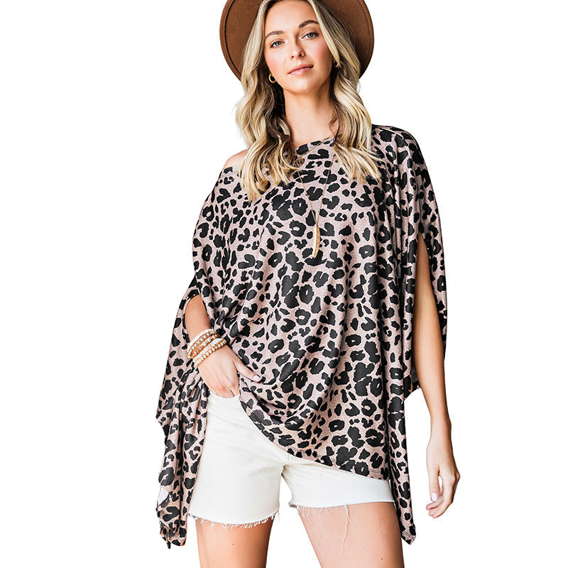 Leopard Print Loose Top Women's Mid-length Short Sleeve T-shirt myETYN