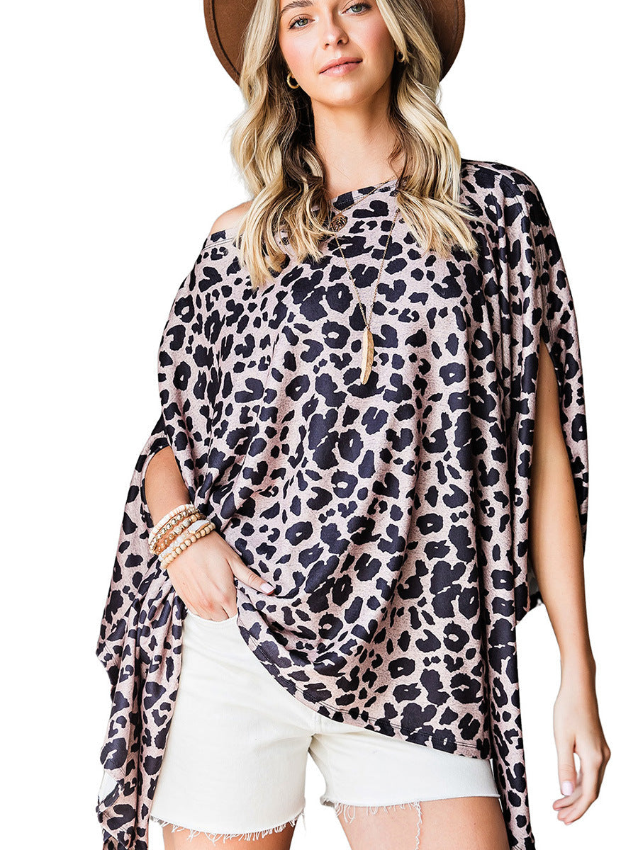 Leopard Print Loose Top Women's Mid-length Short Sleeve T-shirt myETYN