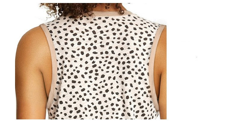 Leopard Print Round Neck Sleeveless Vest For Women myETYN